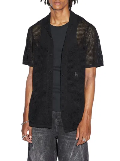 Ksubi Men's Net Worth Mesh Cotton Camp Shirt In Black