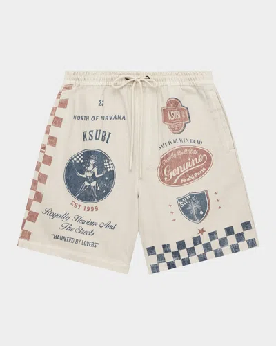 Ksubi Men's Pit Lane Life Printed Pull-on Shorts In White