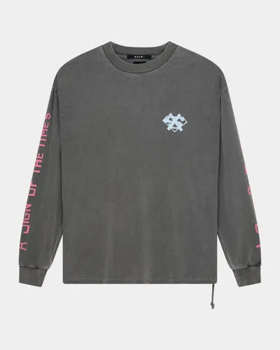 Ksubi Men's Sign Ekcess Long-sleeve T-shirt In Charcoal