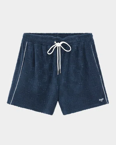KSUBI MEN'S TERRY JACQUARD DRAWSTRING LOUNGE SHORTS