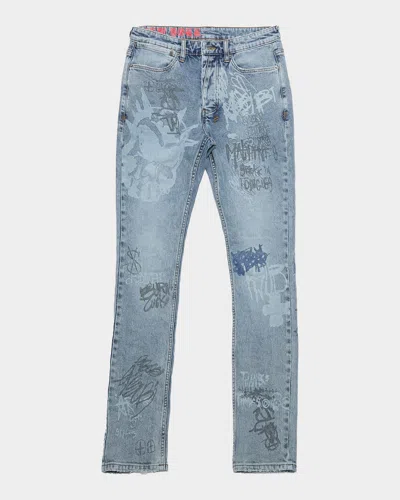 Ksubi Men's Van Winkle Graffiti Print Skinny Jeans In Blue