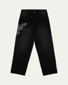 Ksubi Men's Maxx Replica Eagle Wide-leg Jeans In Black