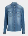 Ksubi Studded Denim Shirt In Blue
