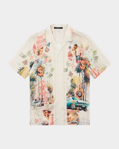 Ksubi World Order Resort Short Sleeve Shirt In Grey Multicolor