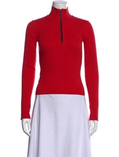 Pre-owned Ksubi Mock Neck Long Sleeve Top In Red