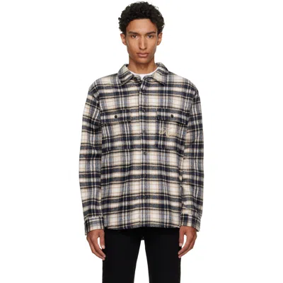 Ksubi Navy & Off-white Signed Rosebowl L/s Shirt In Blue