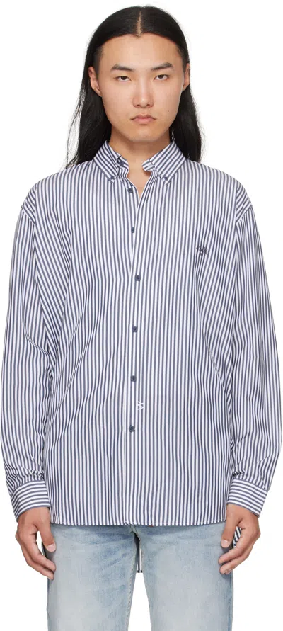 Ksubi Navy & White Ksignature Ls Shirt In Gray