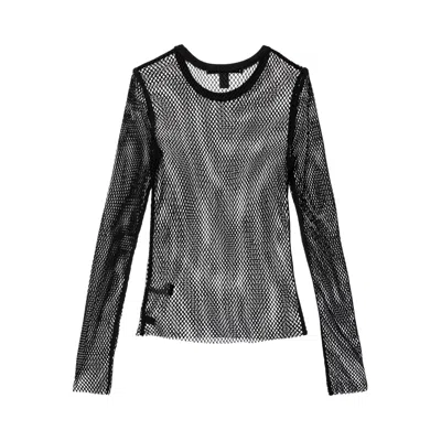 Pre-owned Ksubi Net Mesh Long-sleeve Top 'black' | Women's Size M