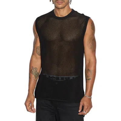 Ksubi Networth Open Knit Cotton Tank In Black