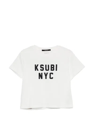 Ksubi Nyc Shrunken Logo-patch Short-sleeve T-shirt In White