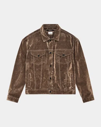 Ksubi Oh G Flocked Cotton Corduroy Trucker Jacket In Brown