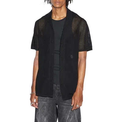 Ksubi Open Knit Resort Camp Shirt In Black
