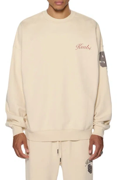 Ksubi Oversize Playoff Ekcess Embroidered Graphic Sweatshirt In Tan