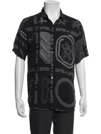 Pre-owned Ksubi Paisley Print Short Sleeve Shirt In Black