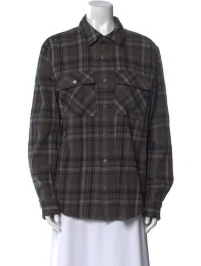 Pre-owned Ksubi Plaid Print Long Sleeve Button-up Top In Gray