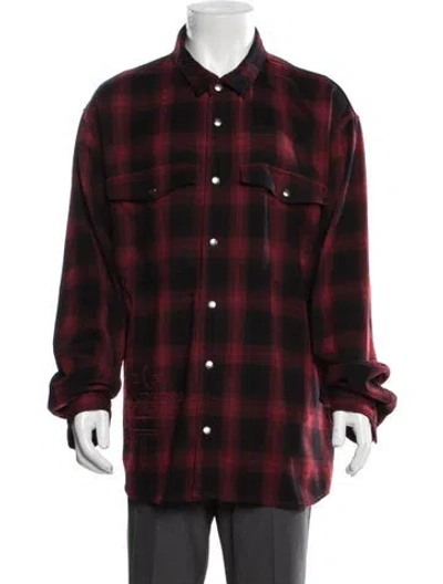 Pre-owned Ksubi Plaid Print Long Sleeve Western Shirt In Red