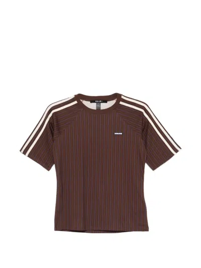 Ksubi Porter Ss Pinstripe T-shirt In Brown