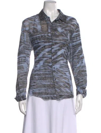 Pre-owned Ksubi Printed Long Sleeve Top In Blue