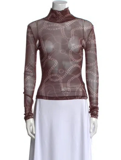 Pre-owned Ksubi Printed Turtleneck Top In Brown