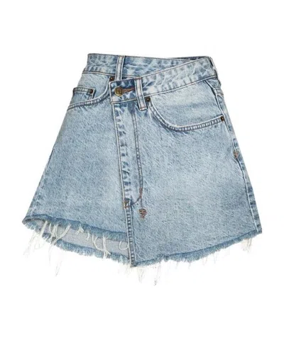 KSUBI RAP ASYMMETRIC DENIM MINI SKIRT