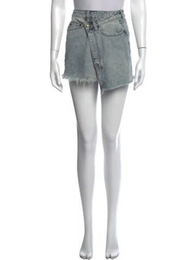 Pre-owned Ksubi Raw-edge Trim Mini Skirt In Blue