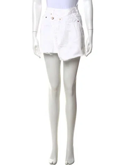Pre-owned Ksubi Raw-edge Trim Mini Skirt In White