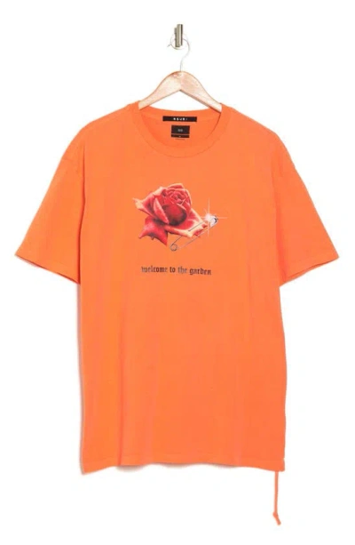 Ksubi Rose Garden Biggie Cotton Graphic T-shirt In Orange