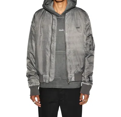 Ksubi Royalty Bomber Jacket In Overdye Coal In Gray