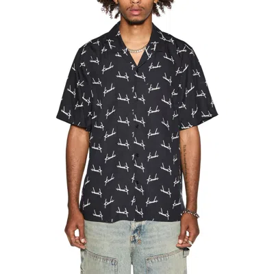Ksubi Skript Print Camp Shirt In Black
