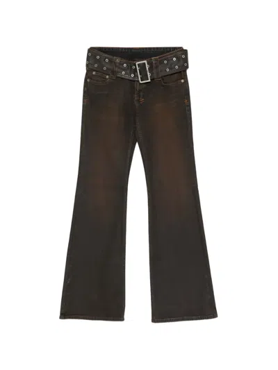 Ksubi Soho Belted Flared Jeans In Brown