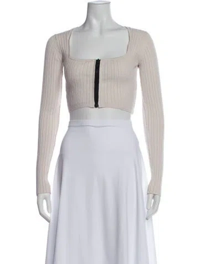 Pre-owned Ksubi Square Neckline Long Sleeve Crop Top In White