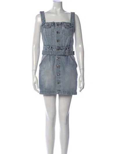 Pre-owned Ksubi Square Neckline Mini Dress In Blue