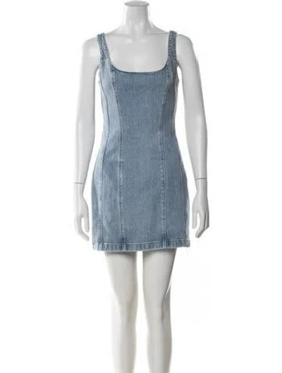 Pre-owned Ksubi Square Neckline Mini Dress In Blue