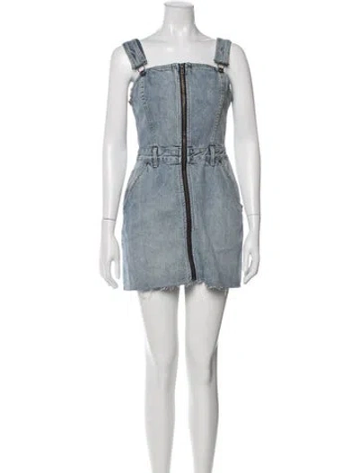 Pre-owned Ksubi Square Neckline Mini Dress In Blue