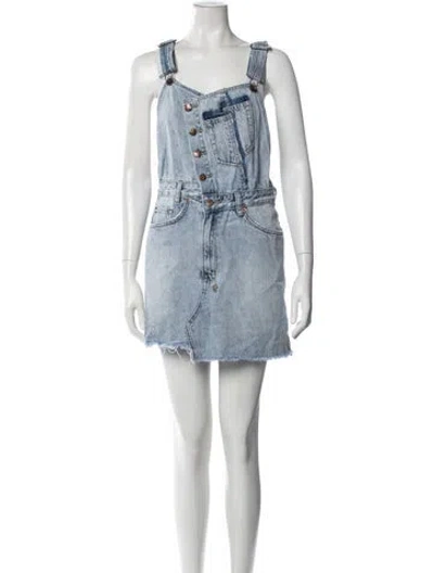 Pre-owned Ksubi Square Neckline Mini Dress In Blue