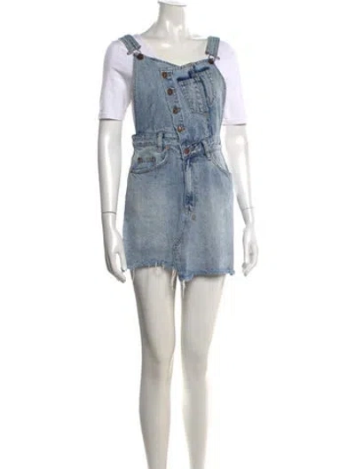 Pre-owned Ksubi Square Neckline Mini Dress In Blue