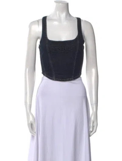 Pre-owned Ksubi Square Neckline Sleeveless Crop Top In Black