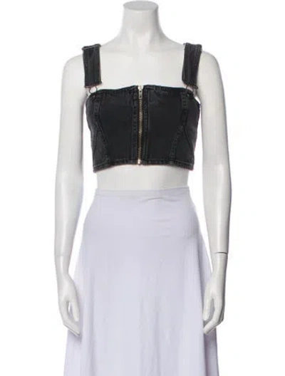 Pre-owned Ksubi Square Neckline Sleeveless Crop Top In Black