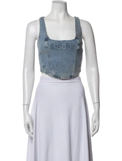 Pre-owned Ksubi Square Neckline Sleeveless Crop Top In Black