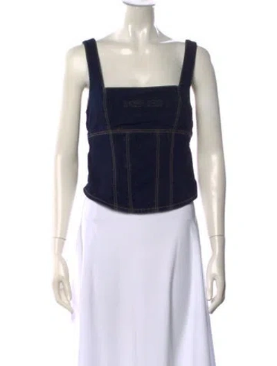 Pre-owned Ksubi Square Neckline Sleeveless Top In Black