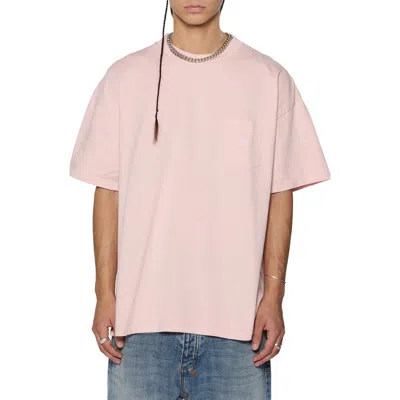 Ksubi Stamp Ekcess Oversize Embroidered Cotton Rib T-shirt In Baby Pink