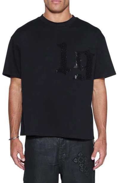 Ksubi Stardom Ekcess Oversize Crystal Embellished Cotton T-shirt In Black
