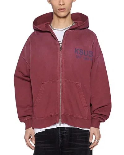 Ksubi State Ekcess Cotton Zip Logo Hoodie In Pink