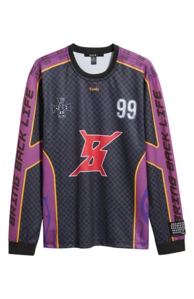 Ksubi Stinger Long Sleeve Moto Jersey T-shirt In Grey Multi
