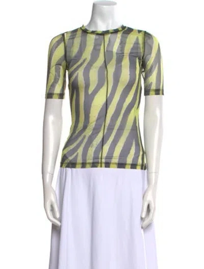 Pre-owned Ksubi Striped Crew Neck Top In Green