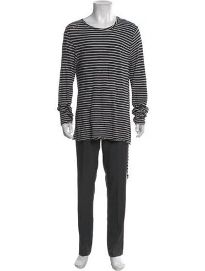 Pre-owned Ksubi Striped Scoop Neck T-shirt In Black