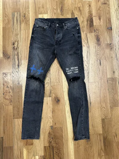 Pre-owned Ksubi The Wrong Place Black Denim Jeans Size 30