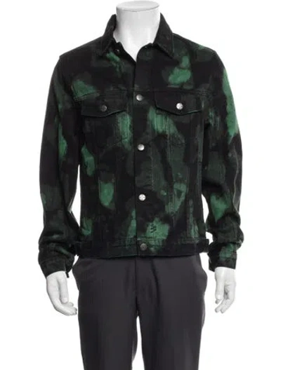 Pre-owned Ksubi Tie-dye Print Trucker Jacket In Green