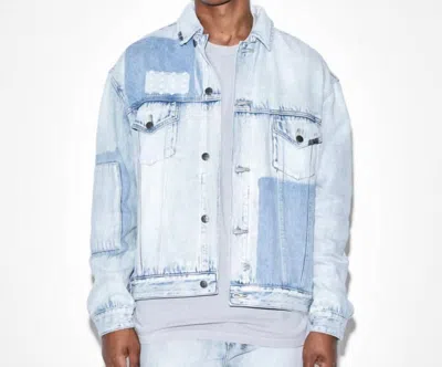 Ksubi Two Tone Oh G Jacket In Light Faded Wash Blue