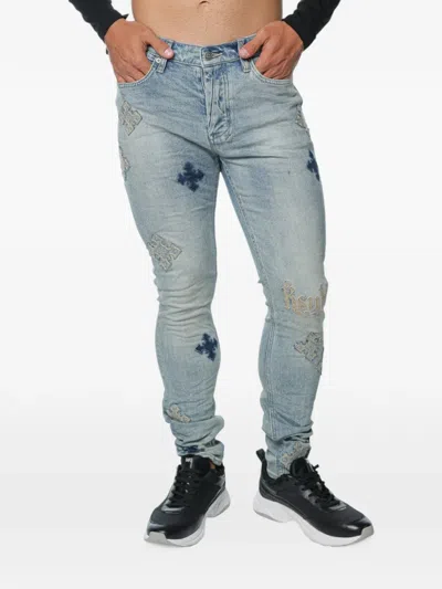 Ksubi Van Winkle Astral Paise Embroidered Jeans In Blue